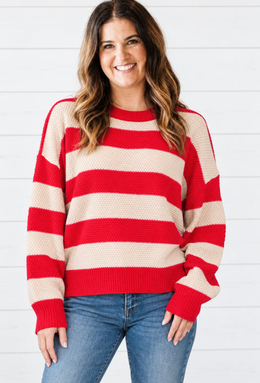 HOLLY STRIPED DROP SHOULDER SWEATER