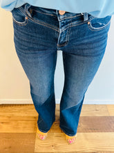 Load image into Gallery viewer, Risen Yoke Dark Wash Mini Flare Denim
