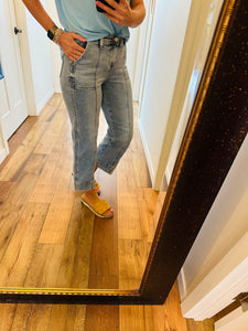 Risen Crop Lined Light Wash Denim