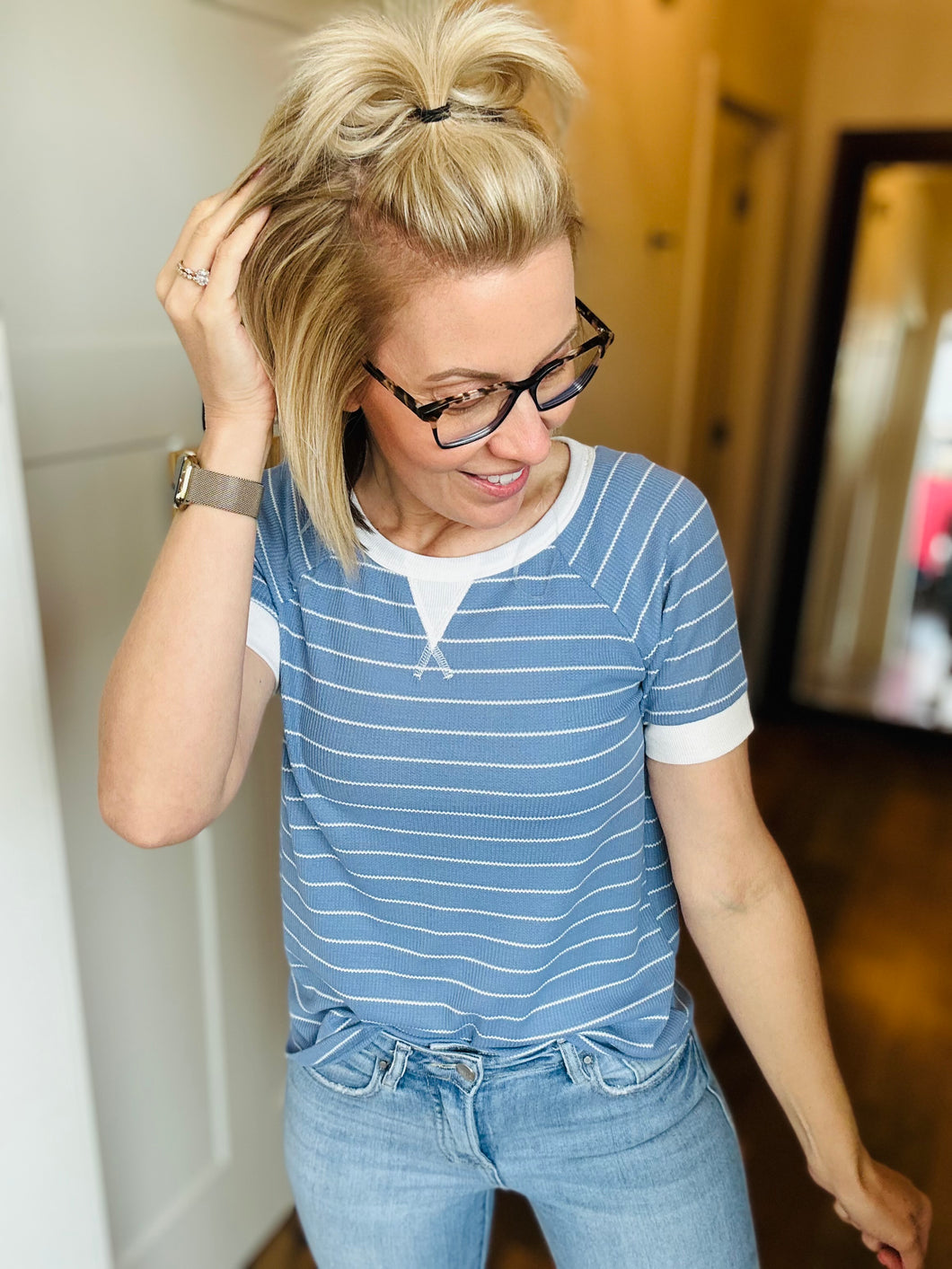 Denim Blue Stripe Tee