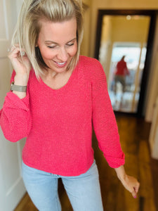 Coral One Size Open Weave Sweater
