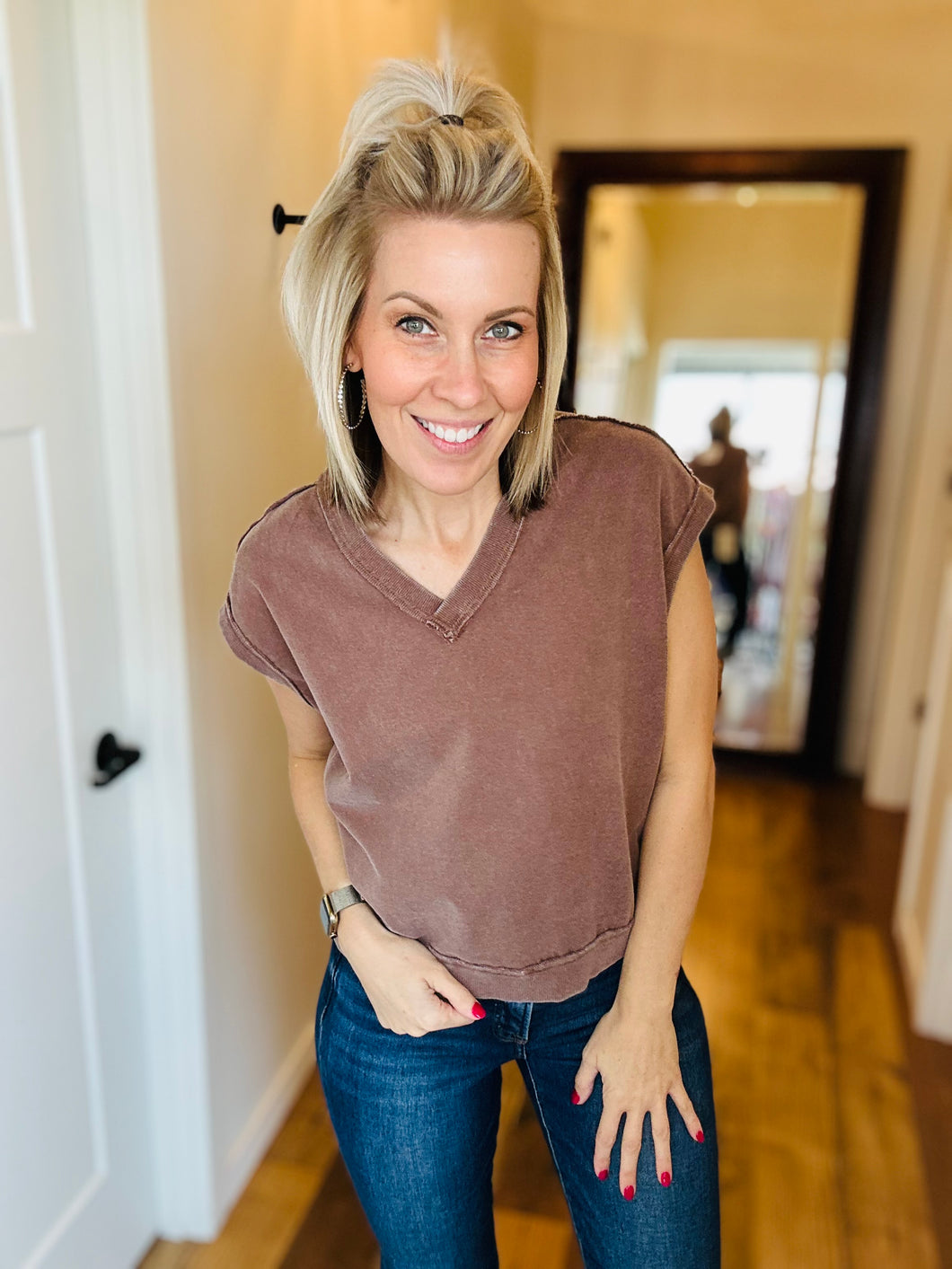 Chocolate Sleeveless Sweatshirt