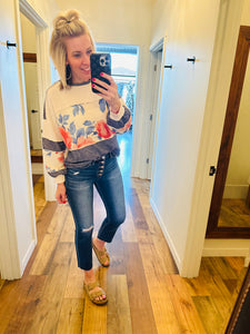 Floral Sweatshirt Style Top S-3X
