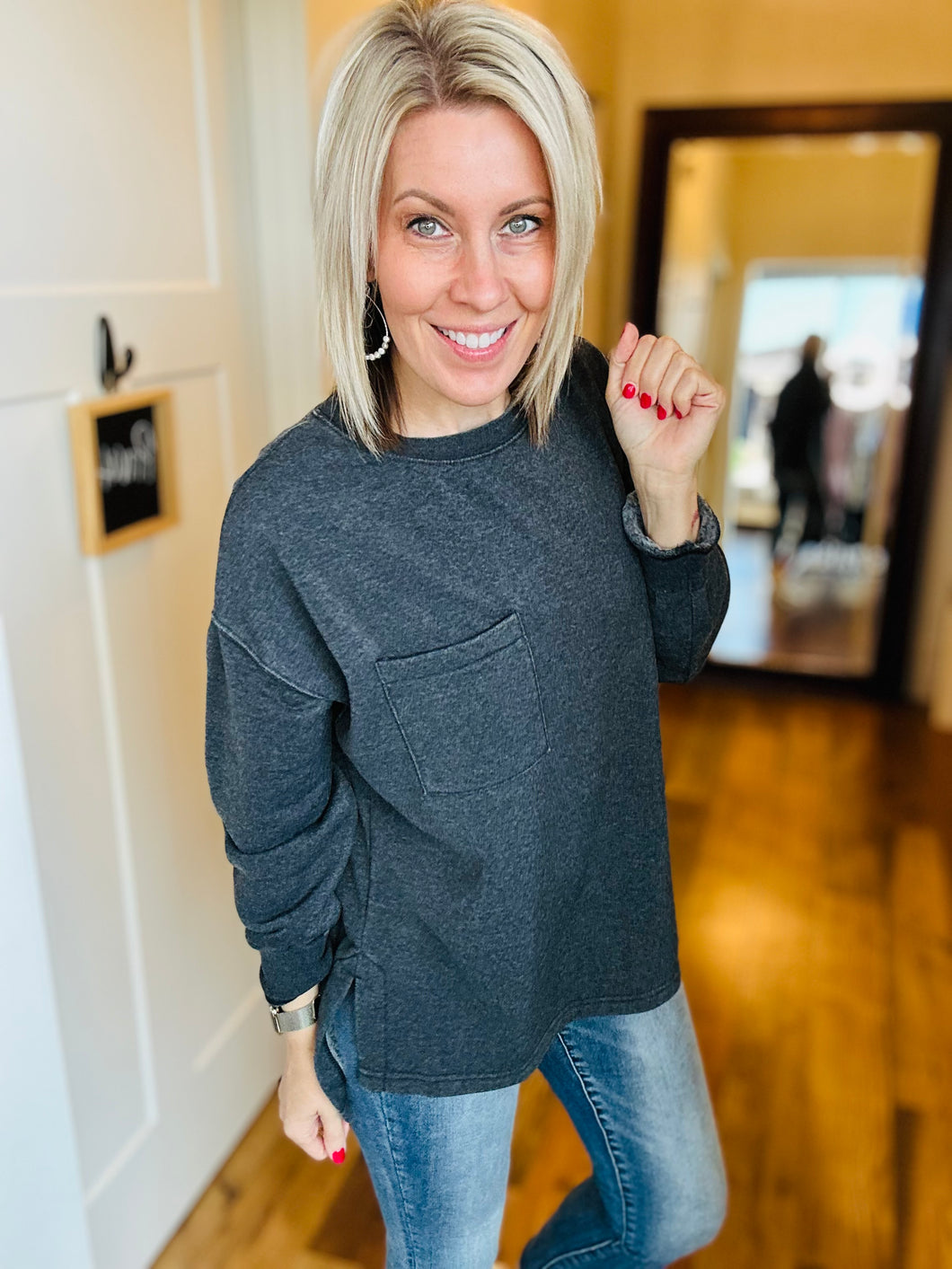 Washed Pocket Sweatshirt