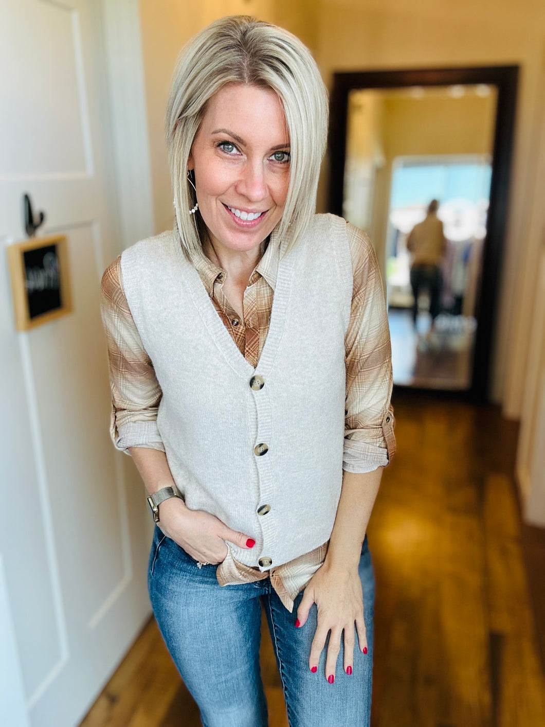 Natural Button Vest
