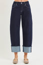 RISEN SLOUCHY CROP BARREL CUFFED HEM JEANS